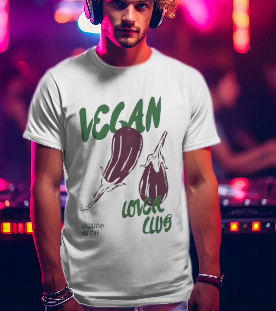 Vegan Love Club Everyday All Day Eggplant Illustration T-Shirt