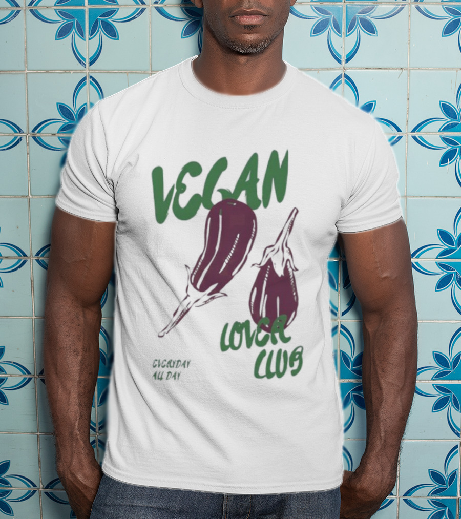 Vegan Love Club Everyday All Day Eggplant Illustration T-Shirt