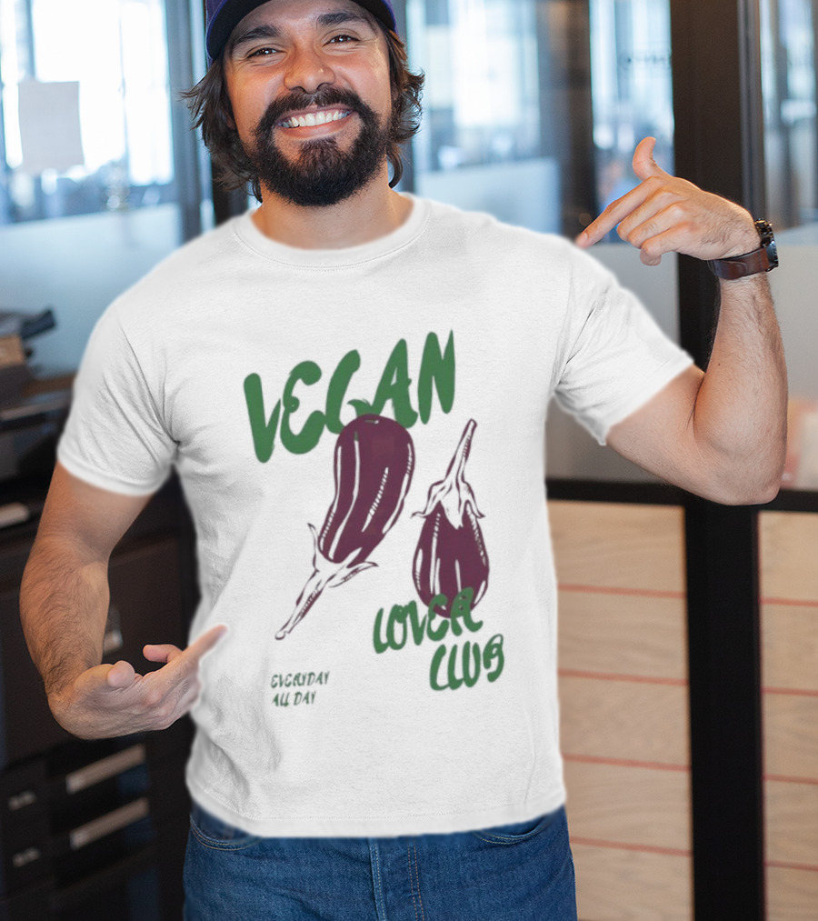 Vegan Love Club Everyday All Day Eggplant Illustration T-Shirt
