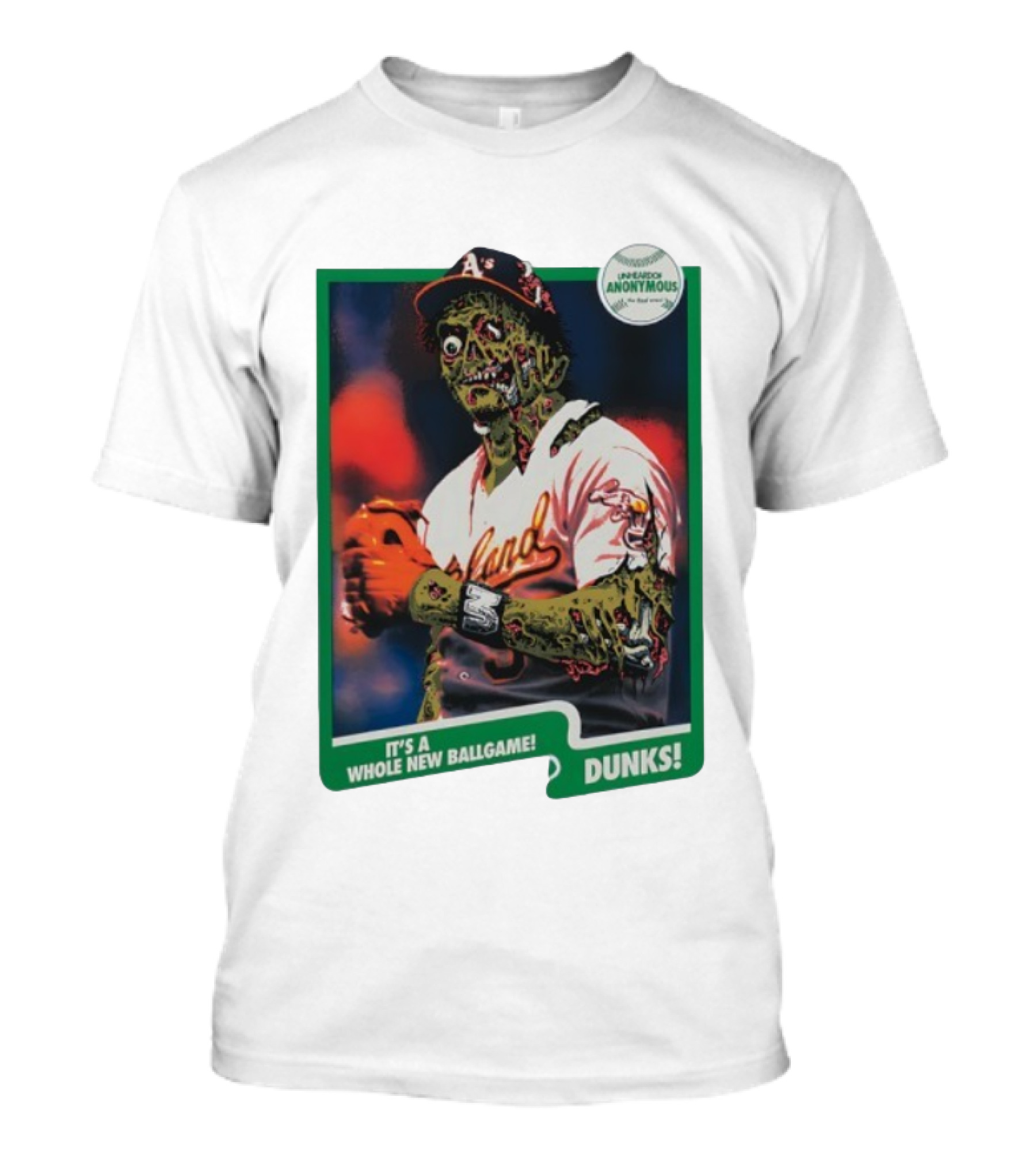 Zombie Oakland Athletics Whole New Ballgame Dunks Anonymous Player Cards T-Shirt