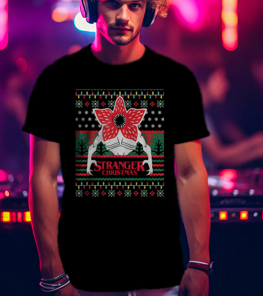 Stranger Things Demogorgon Upside Down Christmas Sweater Style T-Shirt