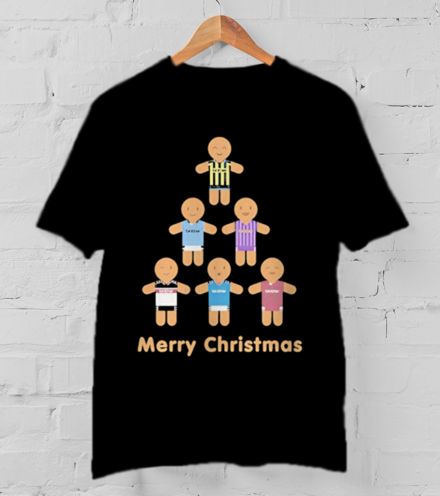 Gingerbread Soccer Players Merry Christmas Holiday Sports Theme T-Shirt