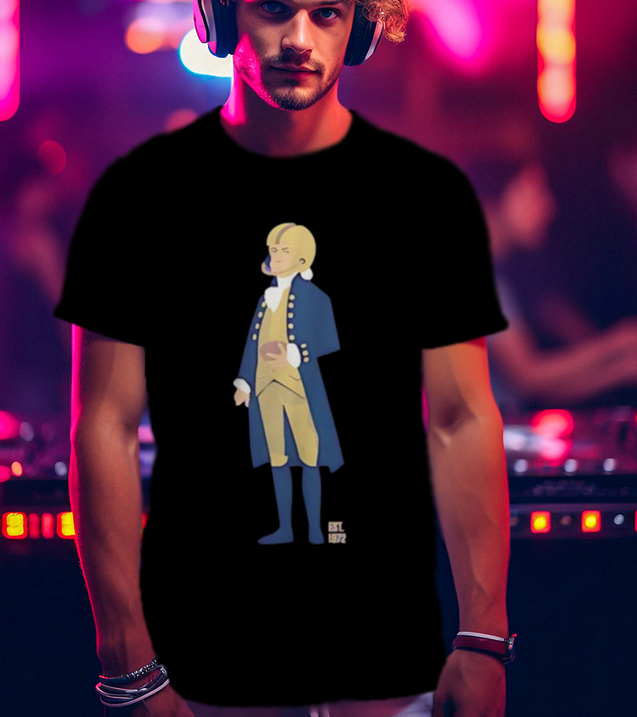 Founding Father Of Football EST 1972 Colonial Style Player Holding Ball T-Shirt