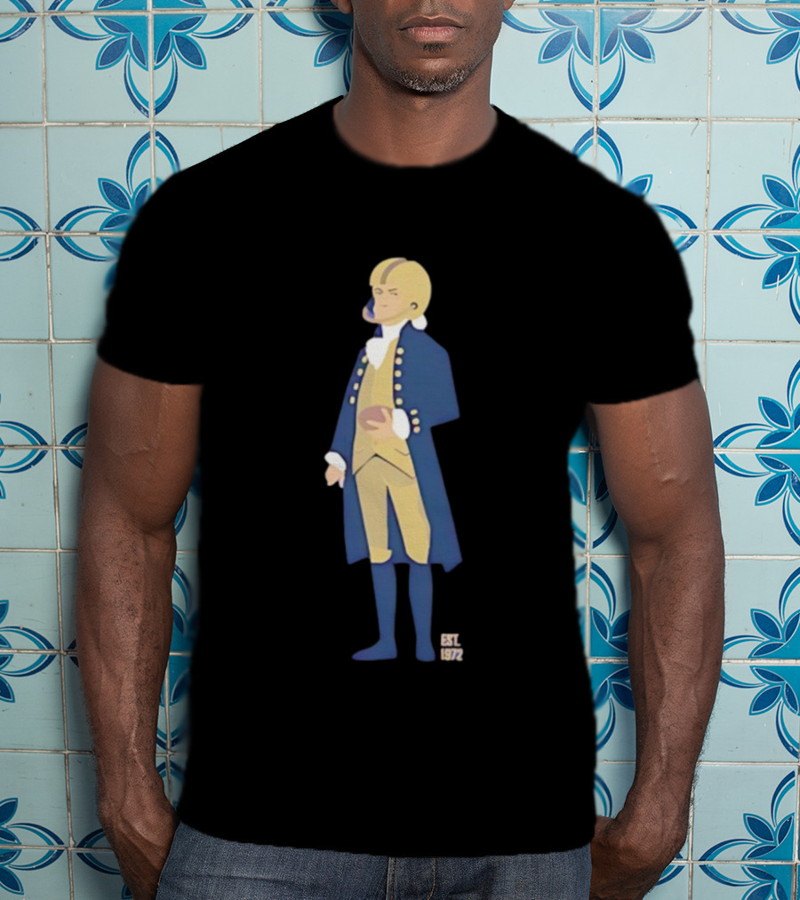 Founding Father Of Football EST 1972 Colonial Style Player Holding Ball T-Shirt