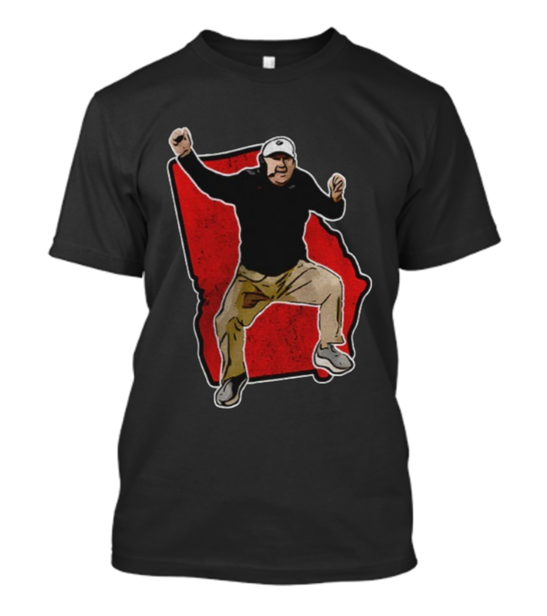 Kirby Smart Georgia Bulldogs Coach Celebrating Red State Outline T-Shirt