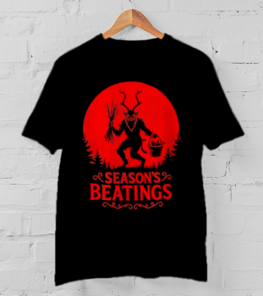 Krampus Season’s Beatings Gothic Christmas Horror T-Shirt