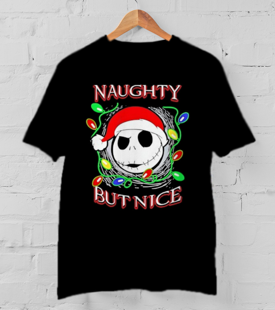Naughty But Nice Jack Skellington The Nightmare Before Christmas Holiday Lights T-Shirt