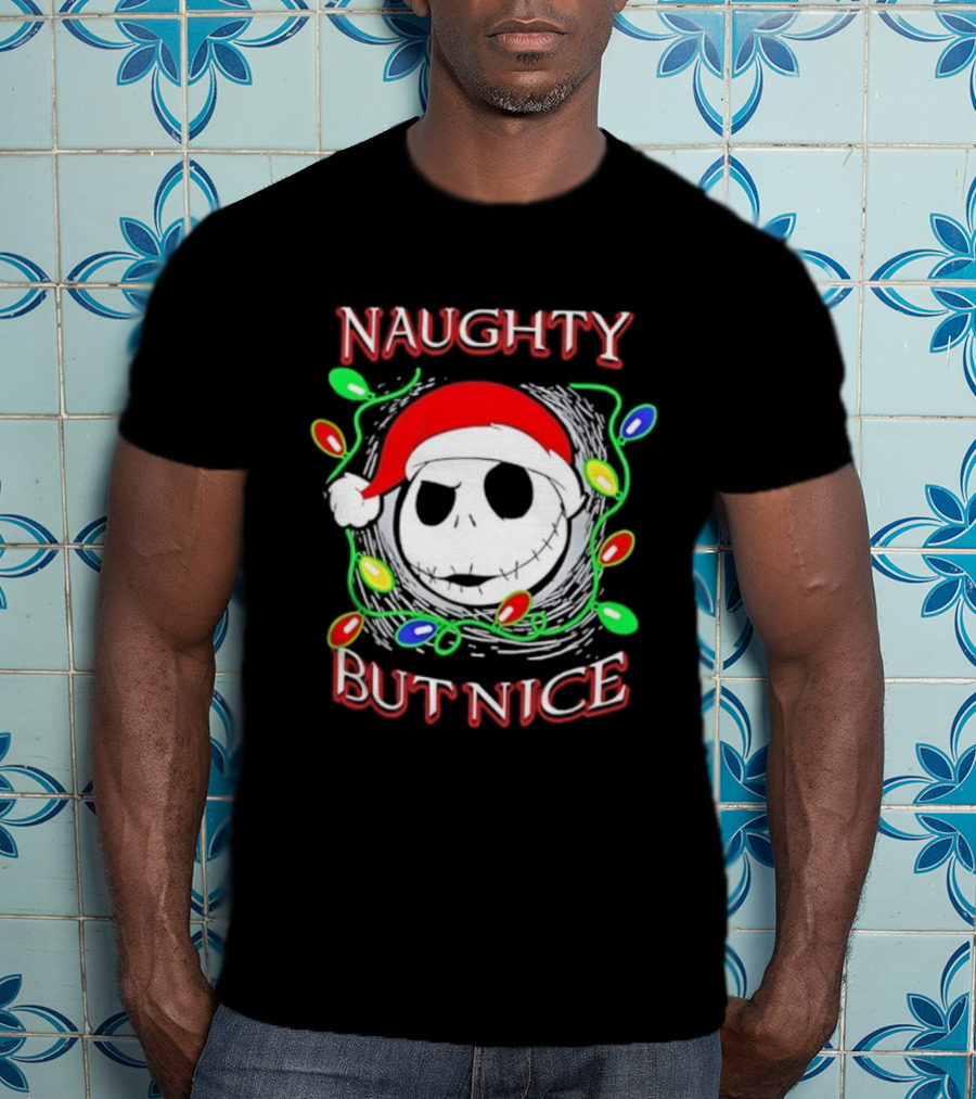 Naughty But Nice Jack Skellington The Nightmare Before Christmas Holiday Lights T-Shirt