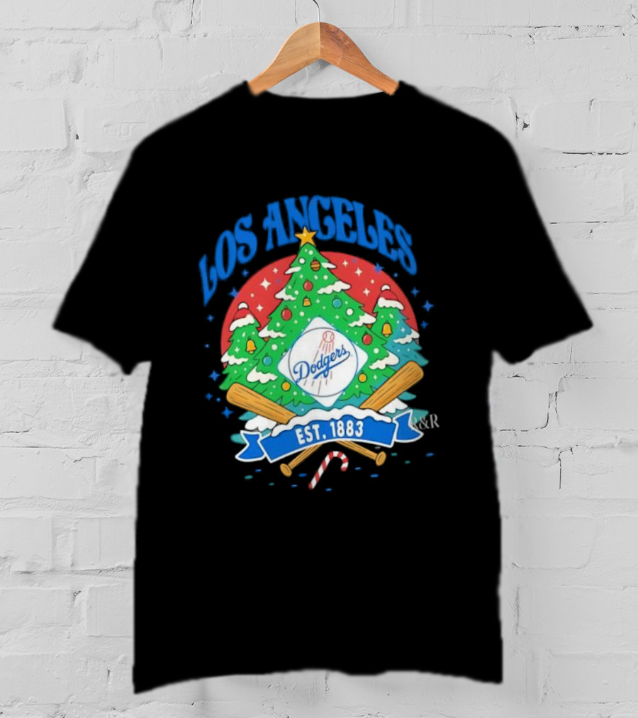 Los Angeles Dodgers Christmas Tree Est 1883 Dodgers T-Shirt
