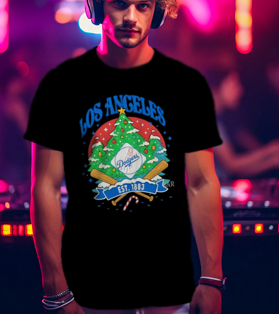 Los Angeles Dodgers Christmas Tree Est 1883 Dodgers T-Shirt