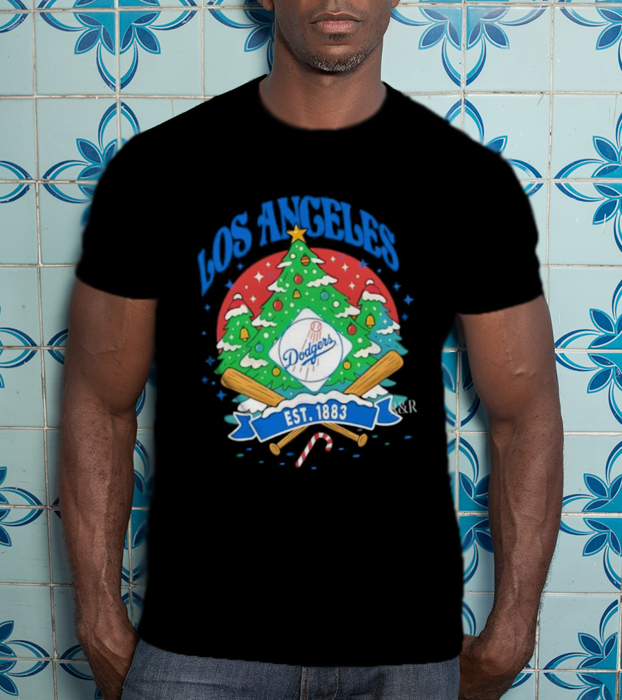 Los Angeles Dodgers Christmas Tree Est 1883 Dodgers T-Shirt