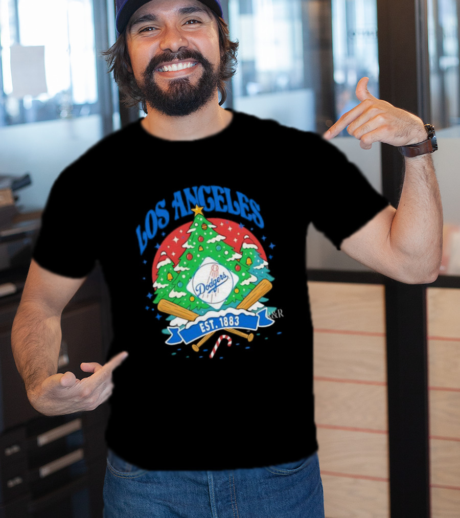 Los Angeles Dodgers Christmas Tree Est 1883 Dodgers T-Shirt