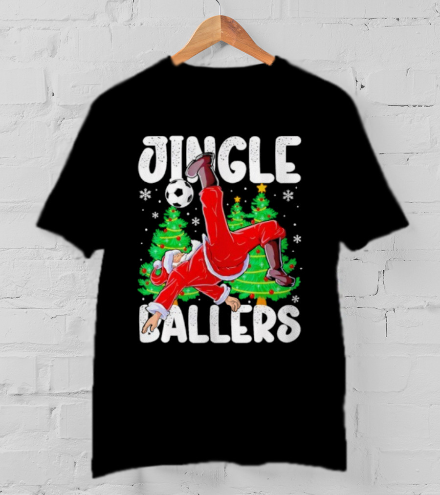 Jingle Ballers Santa Football Christmas Soccer Tree T-Shirt