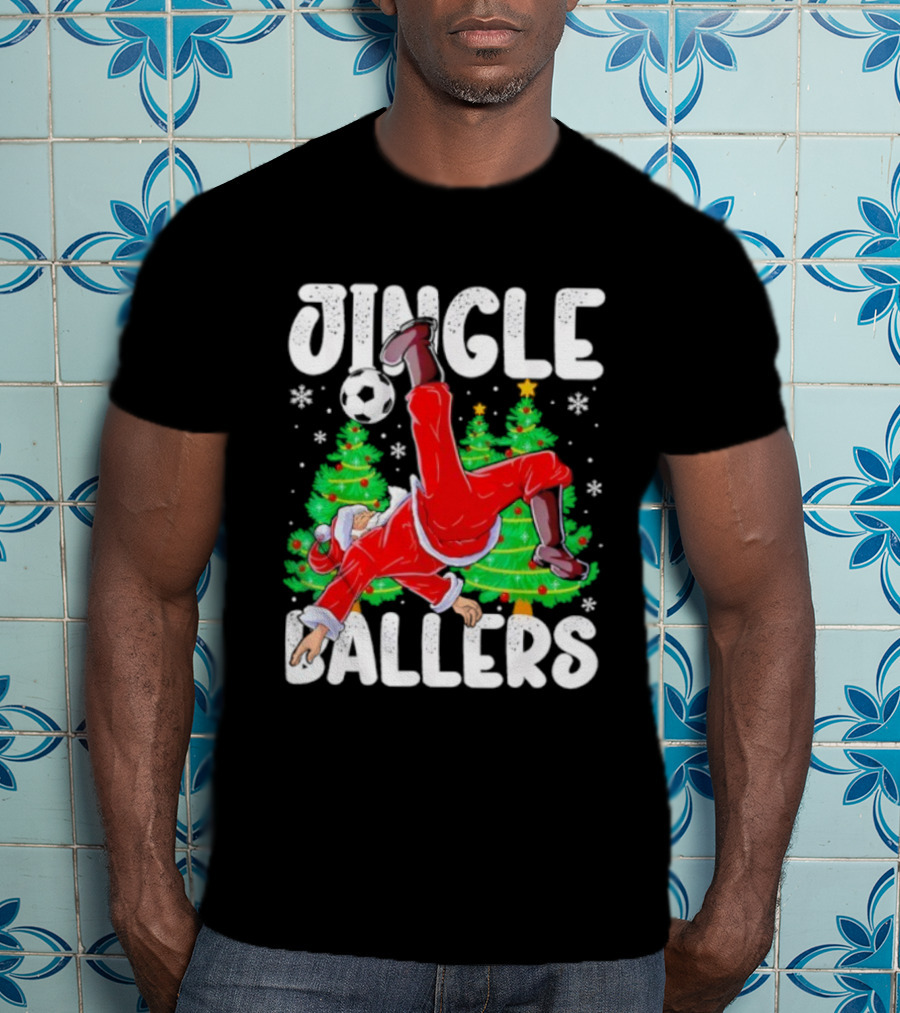 Jingle Ballers Santa Football Christmas Soccer Tree T-Shirt