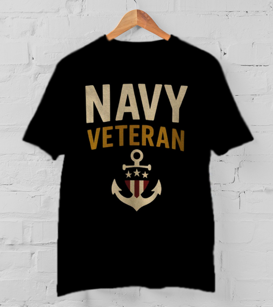 Navy Veteran Anchor Stars Stripes Military US Patriotic T-Shirt