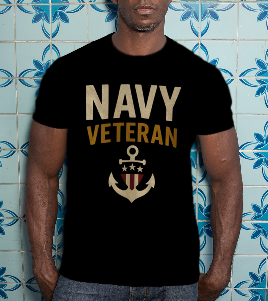 Navy Veteran Anchor Stars Stripes Military US Patriotic T-Shirt