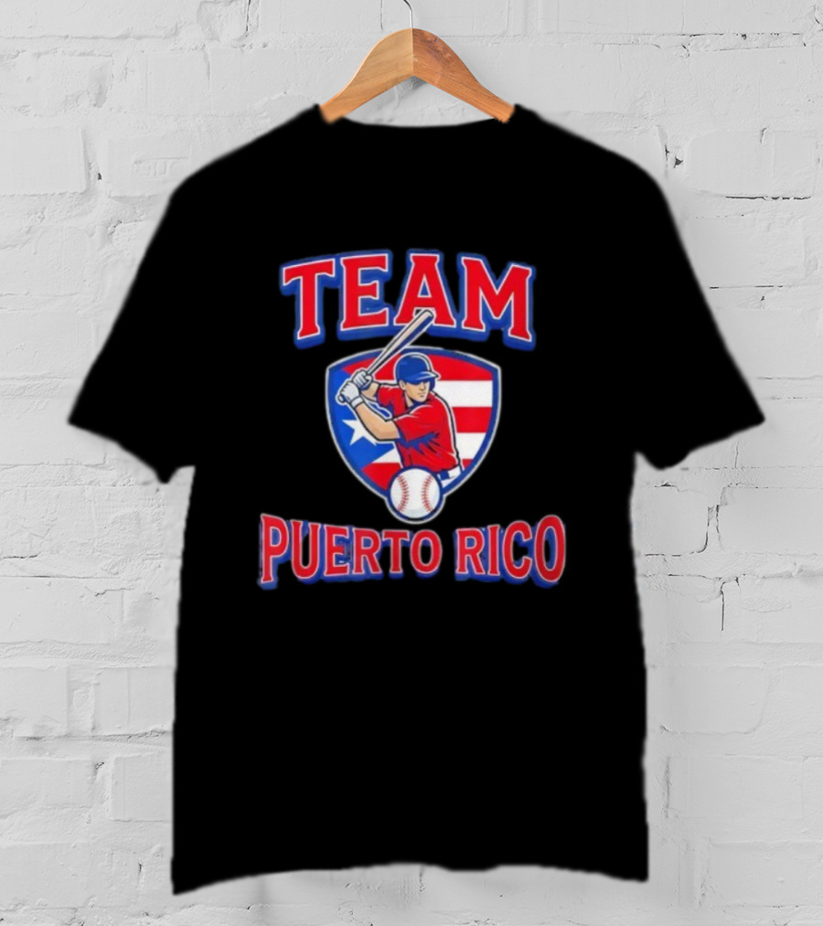 Team Puerto Rico Baseball Flag Player Patriotic USA T-Shirt