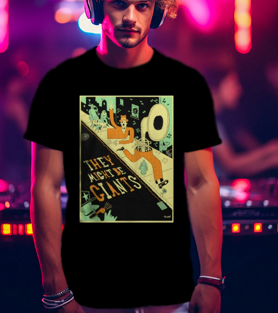 They Might Be Giants Comic Style Tuba Man Illustration T-Shirt
