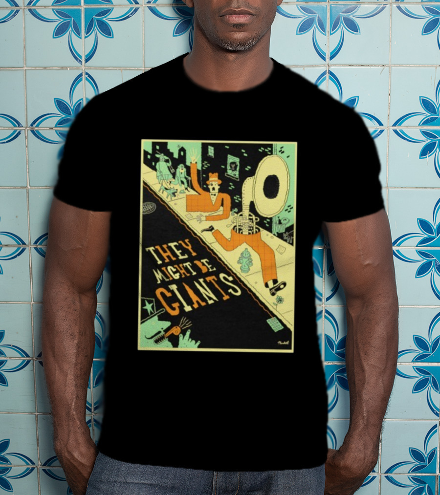 They Might Be Giants Comic Style Tuba Man Illustration T-Shirt