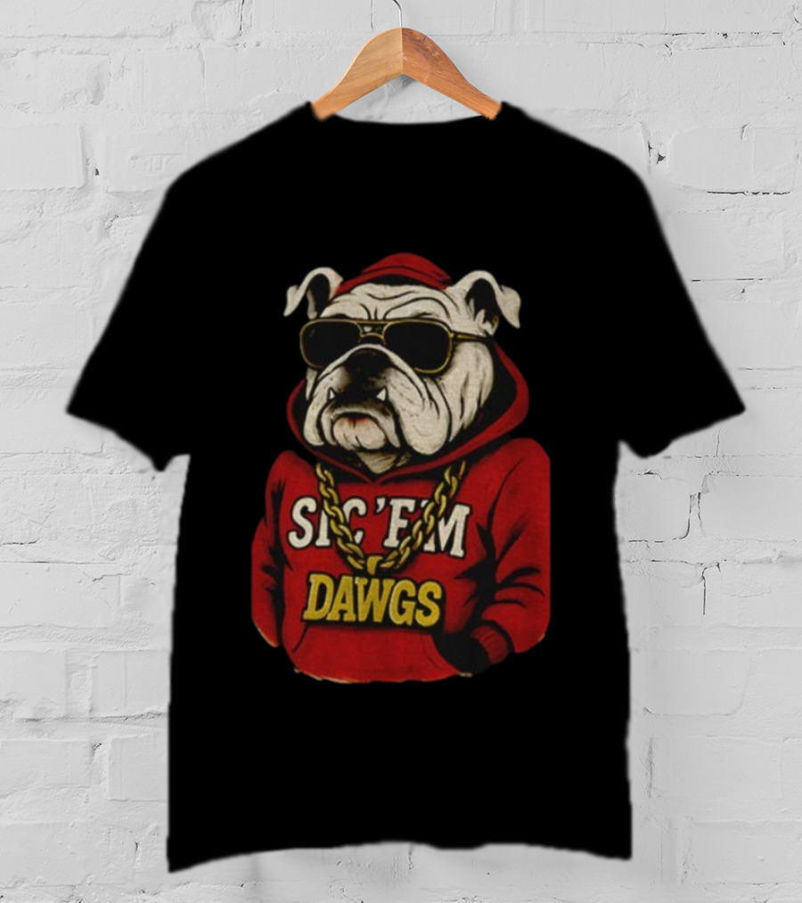 UGA SEC Championship 2025 Sic ’Em Dawgs Bulldog In Red With Sunglasses And Chain T-Shirt