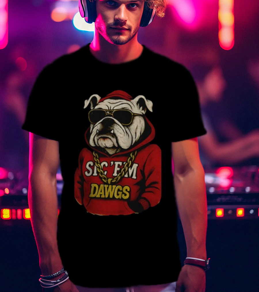 UGA SEC Championship 2025 Sic ’Em Dawgs Bulldog In Red With Sunglasses And Chain T-Shirt