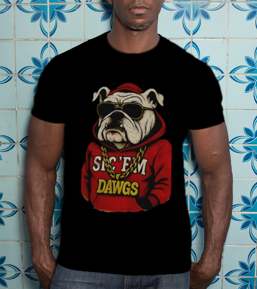 UGA SEC Championship 2025 Sic ’Em Dawgs Bulldog In Red With Sunglasses And Chain T-Shirt