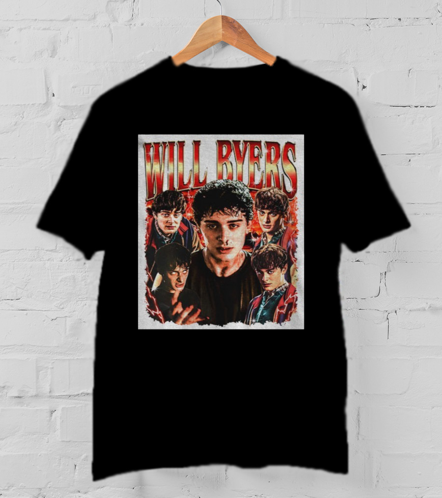 Will Byers Stranger Things Character Montage Upside Down Theme T-Shirt