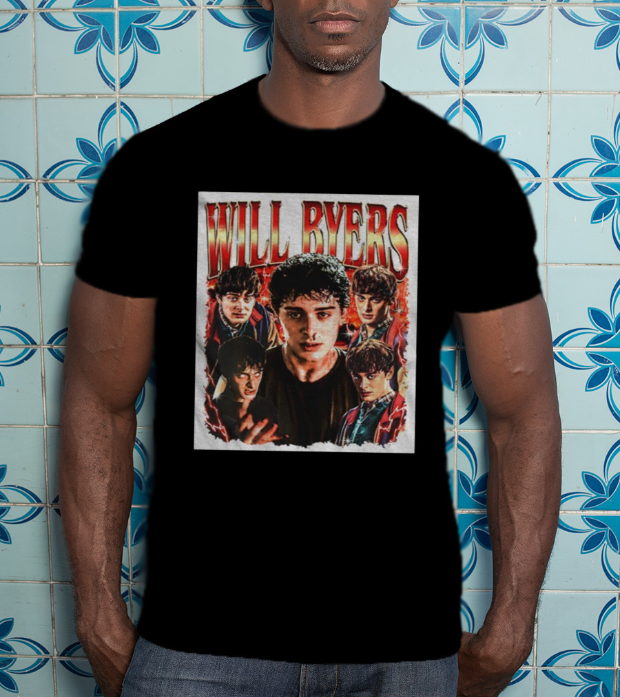 Will Byers Stranger Things Character Montage Upside Down Theme T-Shirt