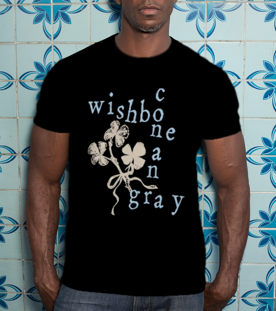 Wishbone Conan Gray Four-Leaf Clover Ribbon T-Shirt