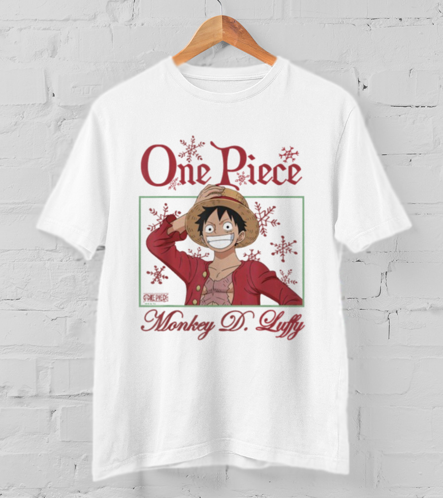 One Piece Monkey D. Luffy Happy Holidays Christmas Snowflakes T-Shirt