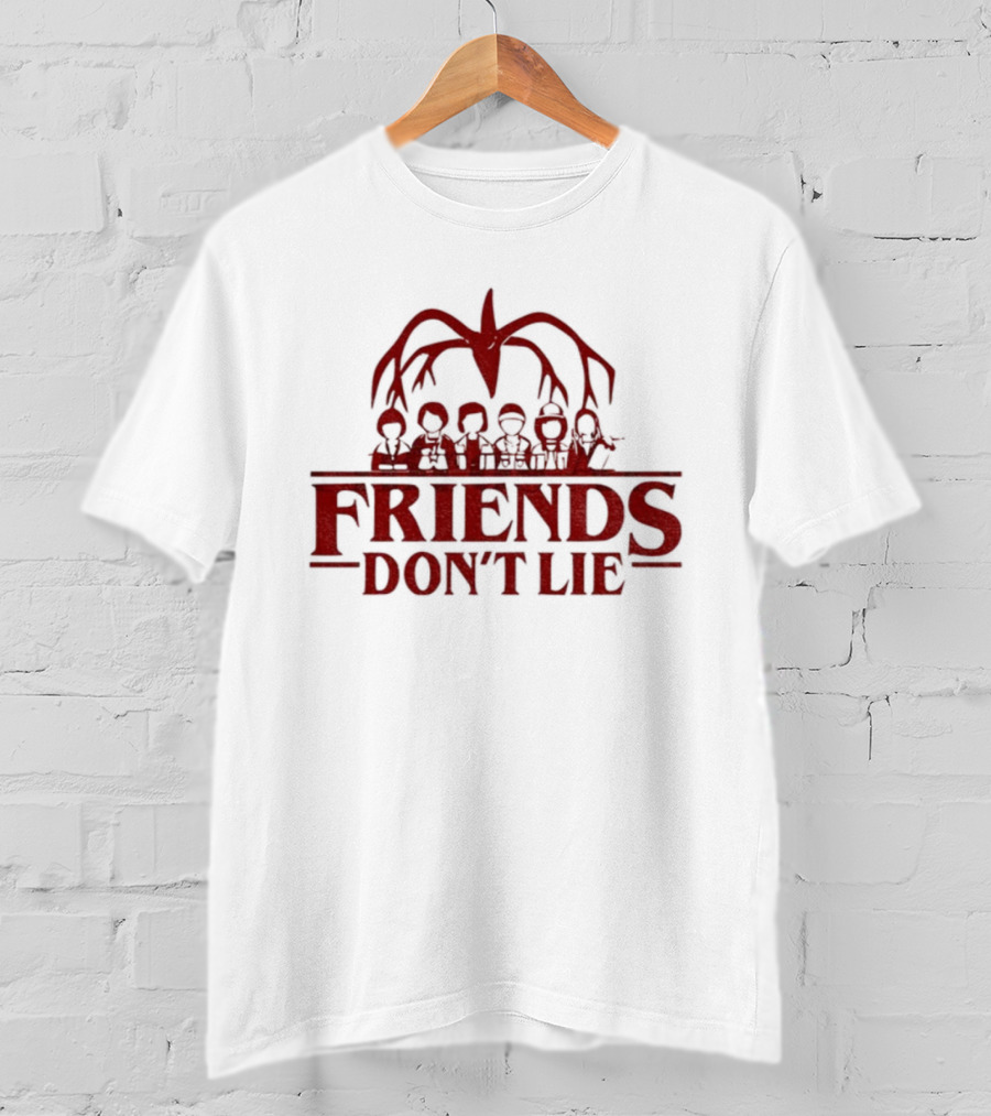 Stranger Things Friends Don’t Lie Upside Down 2025 Demogorgon Cast Silhouette T-Shirt