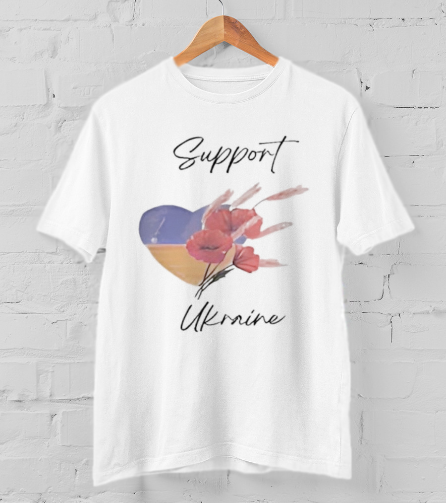 Support Ukraine Heart With Floral Accents T-Shirt