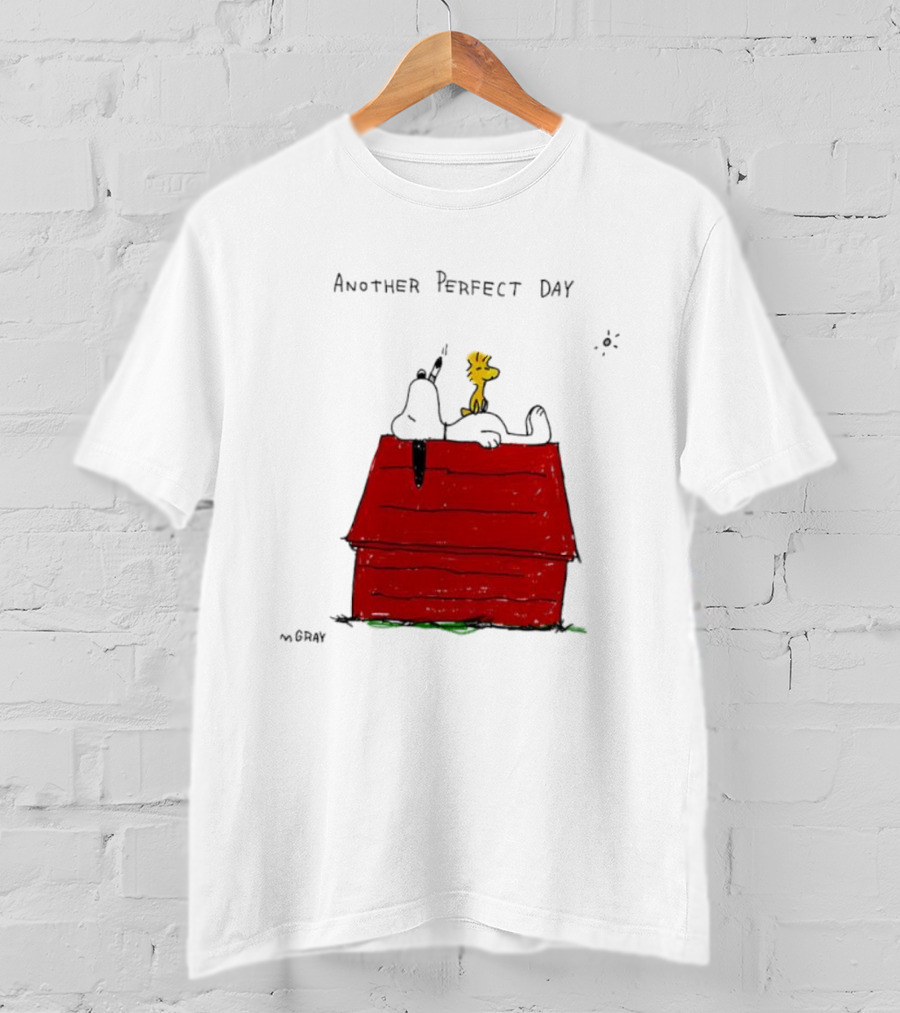 Snoopy And Woodstock Relaxing On Doghouse Perfect Day T-Shirt