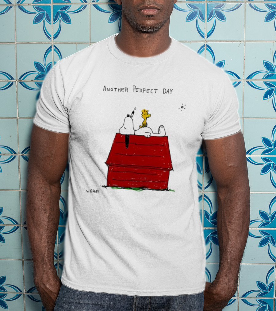 Snoopy And Woodstock Relaxing On Doghouse Perfect Day T-Shirt