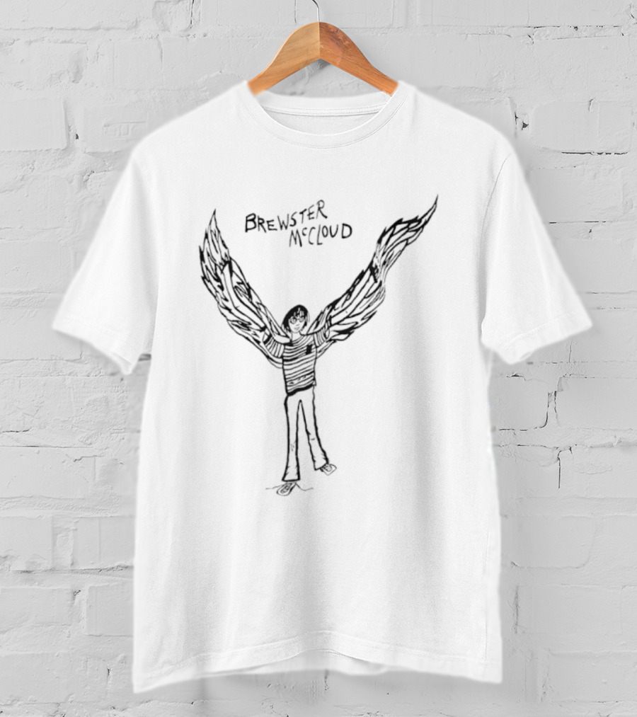 Brewster McCloud Wings Drawing Black And White Illustration T-Shirt