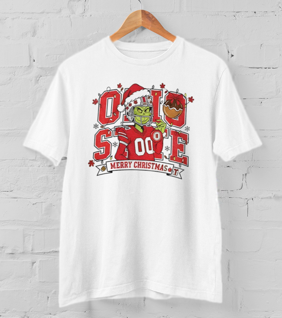 Ohio State Buckeyes Grinch Merry Christmas Football Fan Apparel T-Shirt