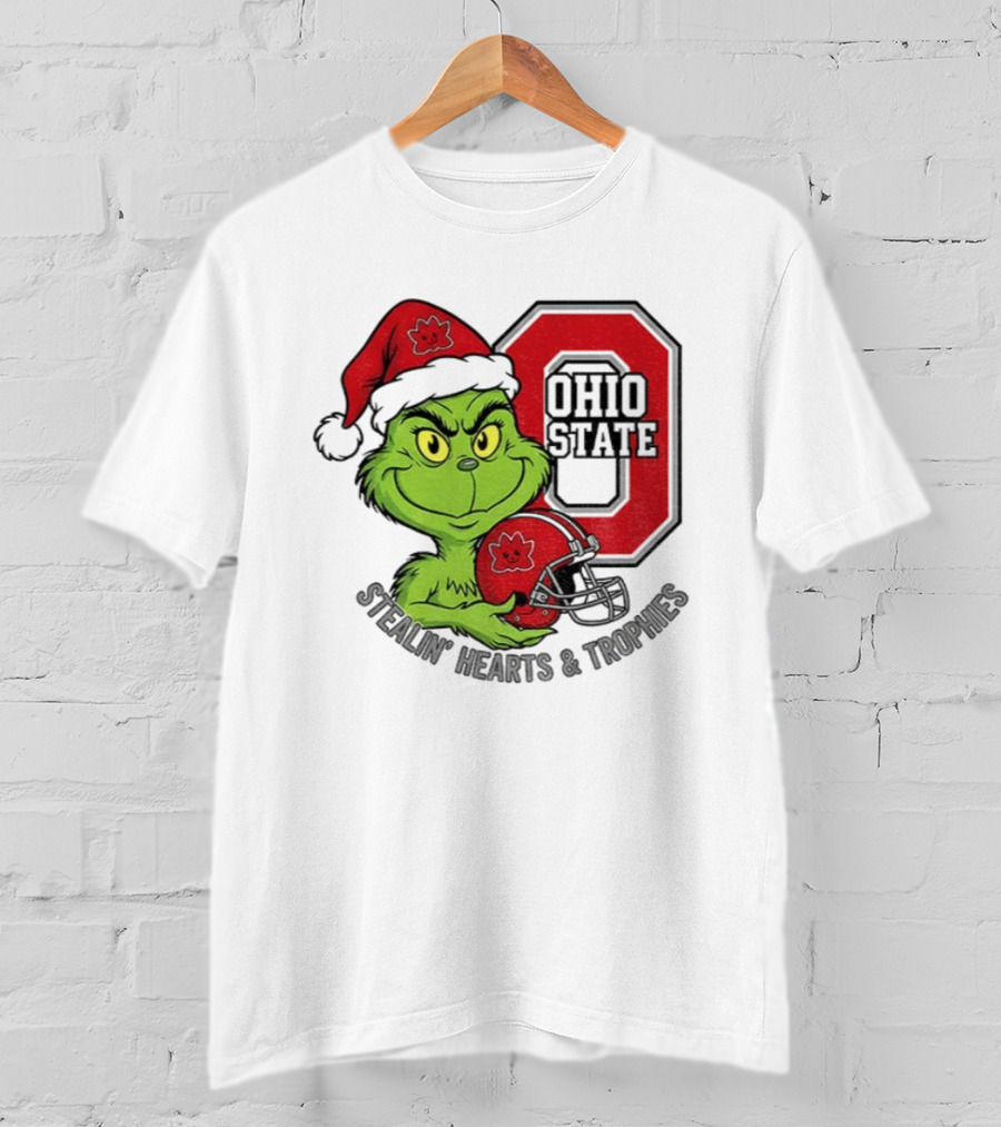 Ohio State Christmas Grinch Stealin’ Hearts Trophies T-Shirt