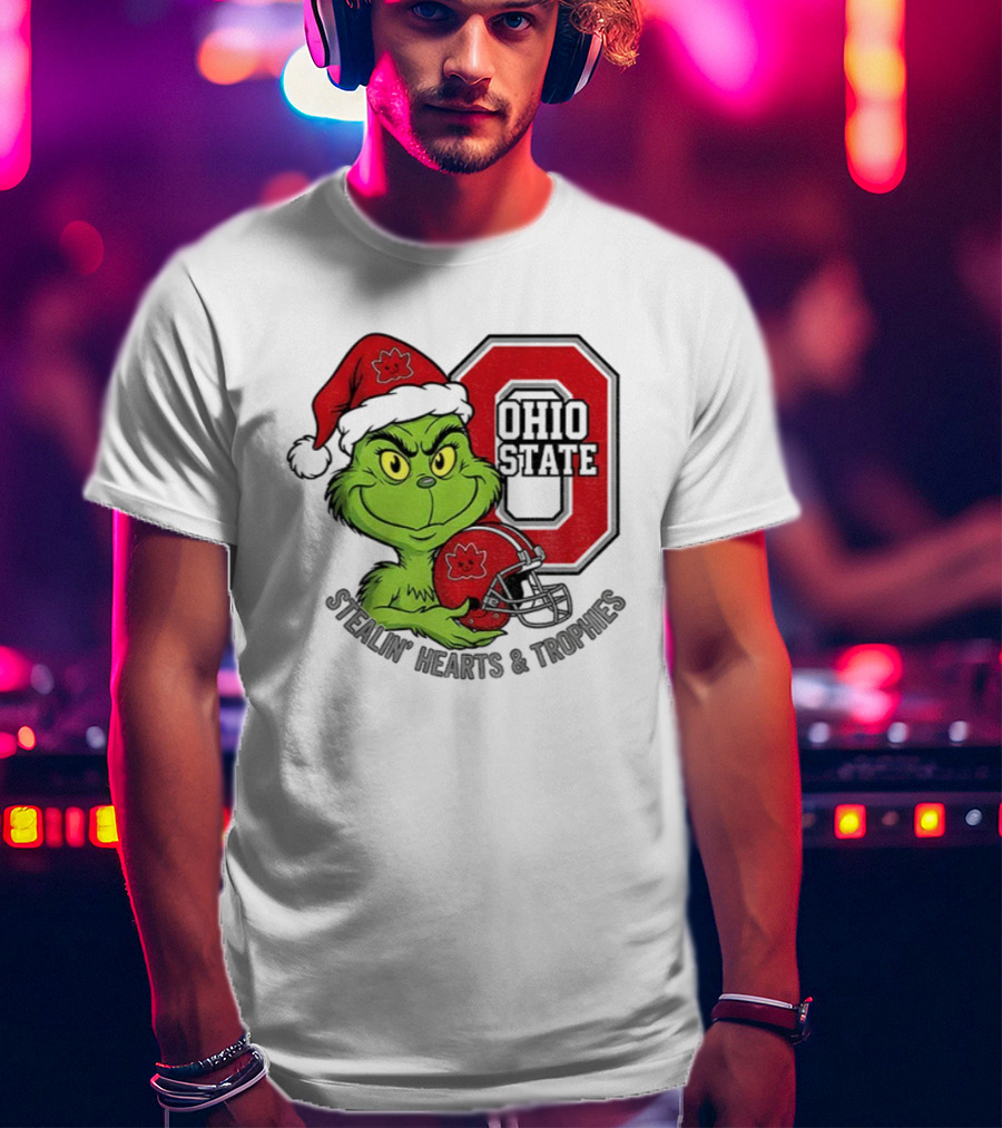 Ohio State Christmas Grinch Stealin’ Hearts Trophies T-Shirt