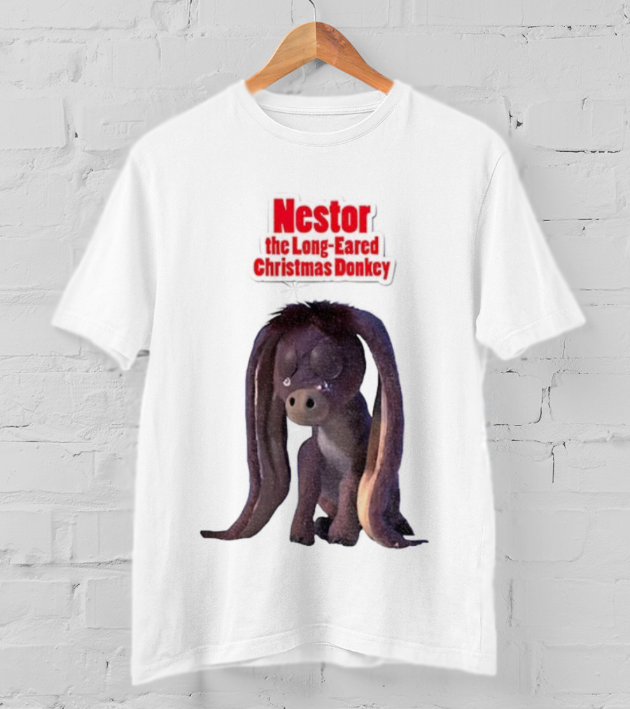 Nestor The Long Eared Christmas Donkey Character Illustration T-Shirt