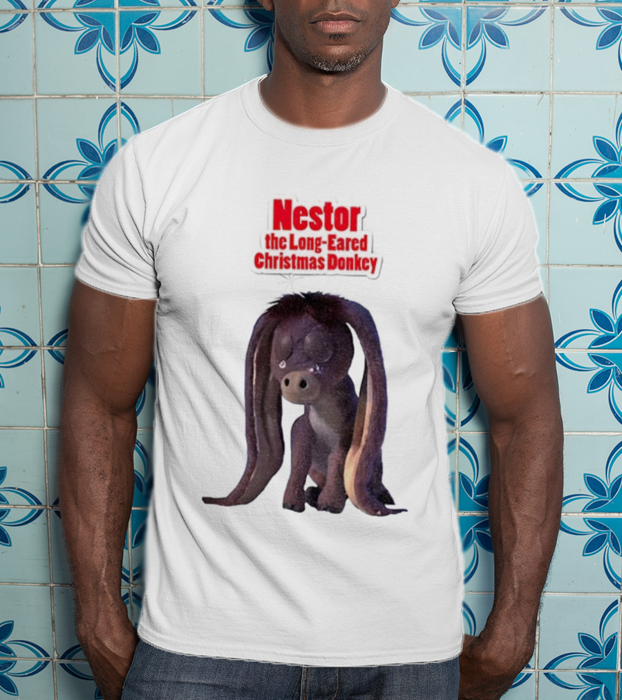 Nestor The Long Eared Christmas Donkey Character Illustration T-Shirt