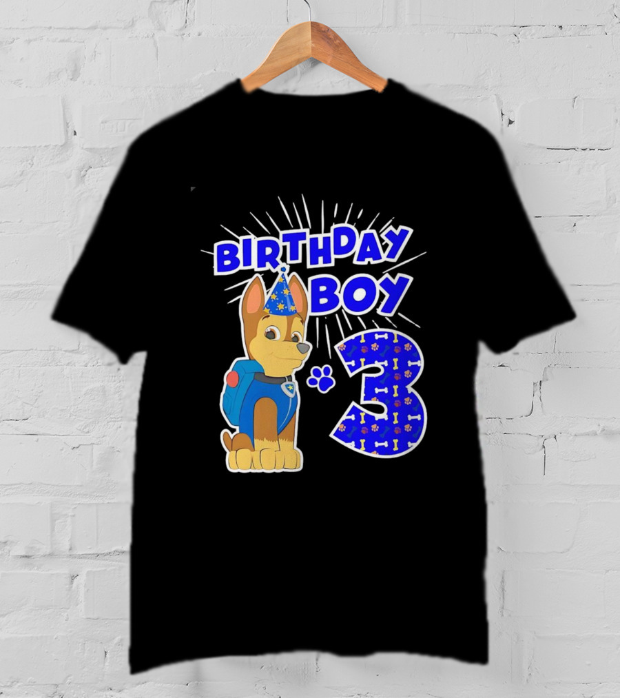 Birthday Boy Cute Police Pup Dog 3rd Party Theme T-Shirt