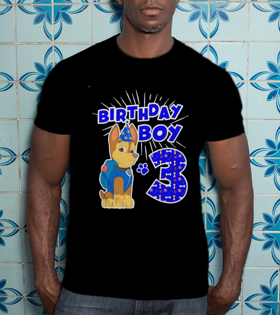 Birthday Boy Cute Police Pup Dog 3rd Party Theme T-Shirt