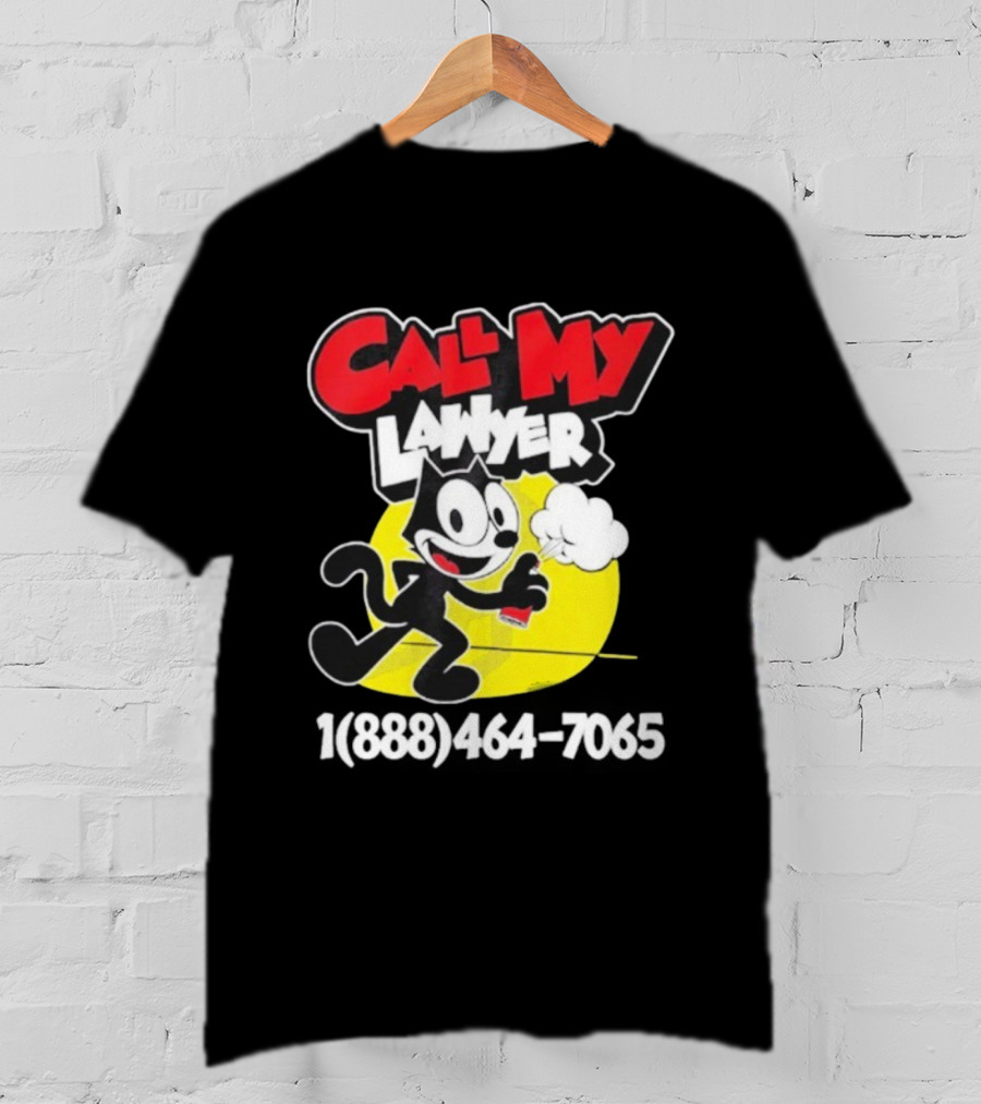 Call My Lawyer Felix The Cat Spray Paint Retro Style T-Shirt