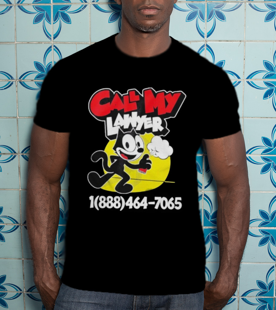 Call My Lawyer Felix The Cat Spray Paint Retro Style T-Shirt