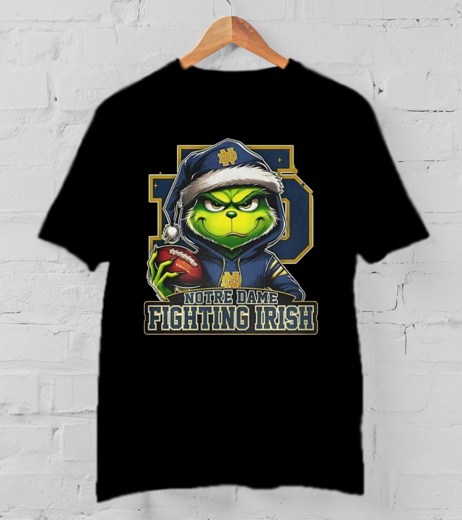 Grinch Notre Dame Fighting Irish Football Christmas 2025 T-Shirt