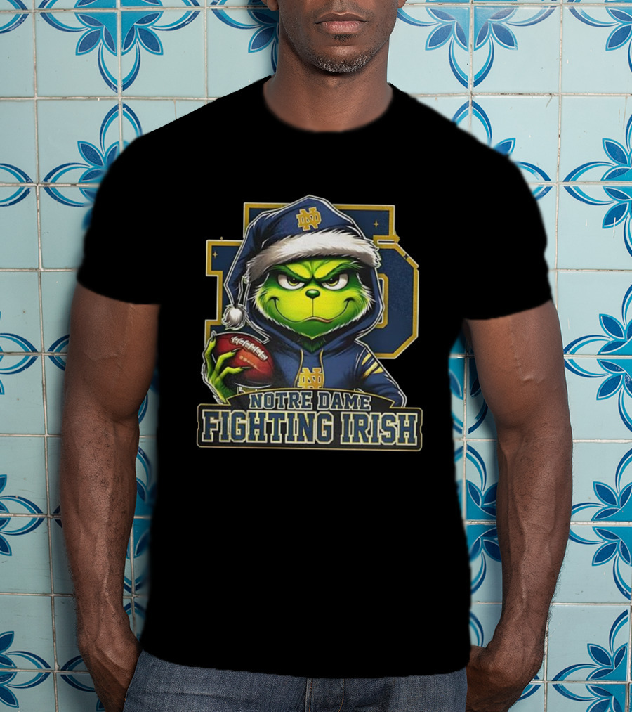 Grinch Notre Dame Fighting Irish Football Christmas 2025 T-Shirt
