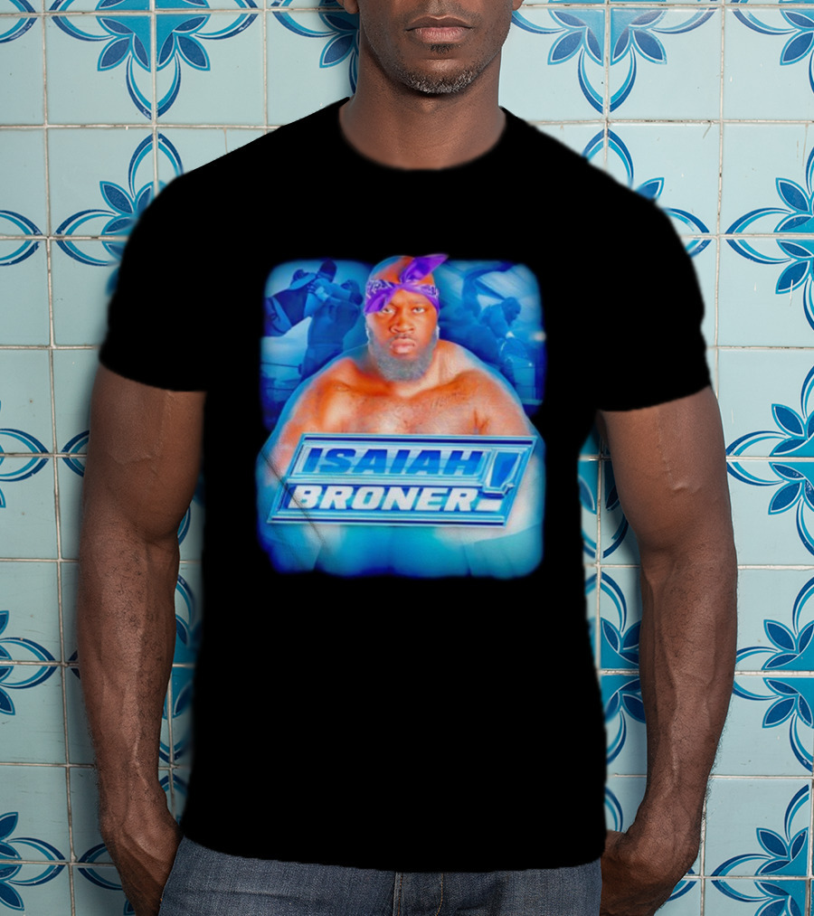 Isaiah Broner Iconic Blue Bandana Style Power Pose T-Shirt
