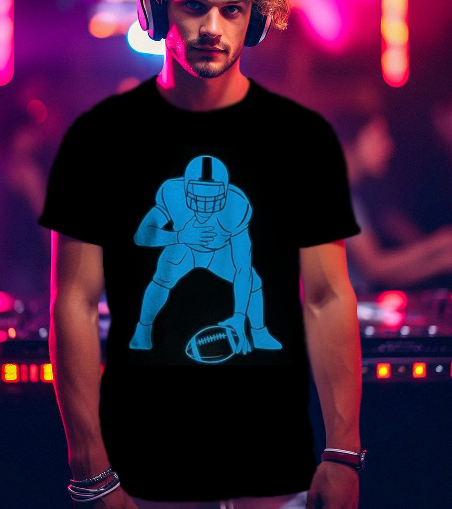 Matthew Stafford Football Neon Glow Blue T-Shirt
