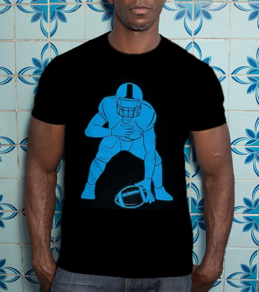 Matthew Stafford Football Neon Glow Blue T-Shirt