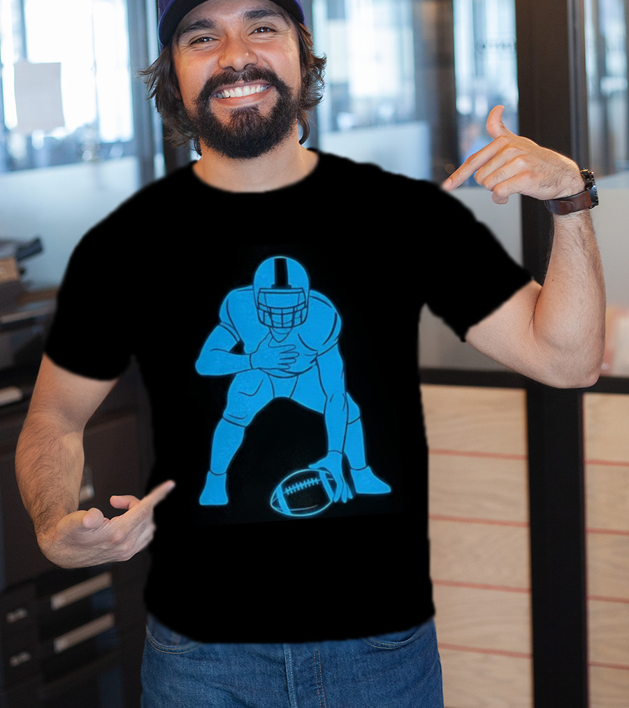 Matthew Stafford Football Neon Glow Blue T-Shirt